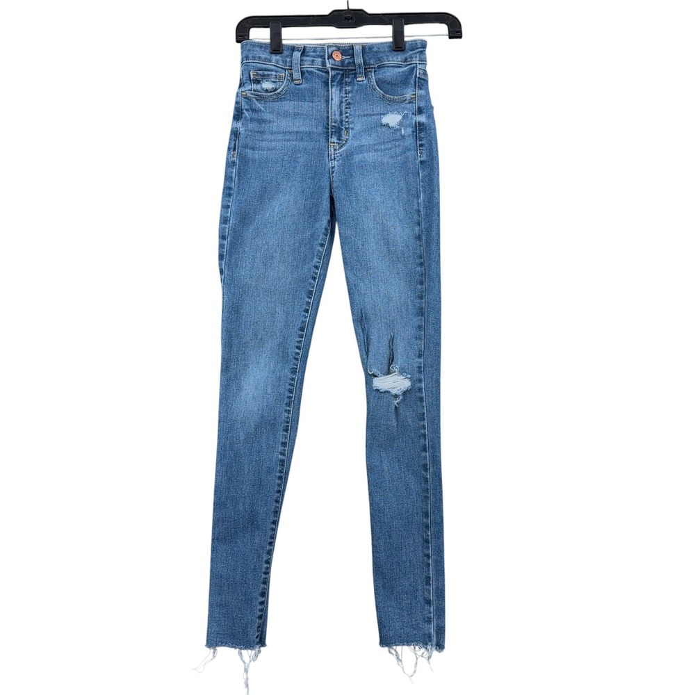 GAP Universal Jegging Womens 24/00 Regular Cotton Blue High Rise Distressed